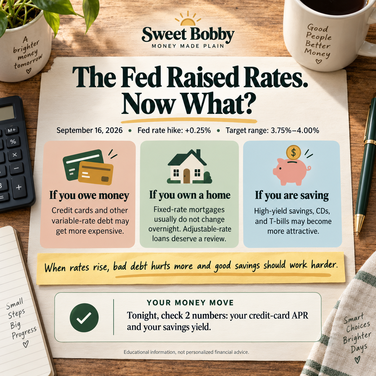 Sweet Bobby graphic explaining the September 16, 2026 Fed rate hike